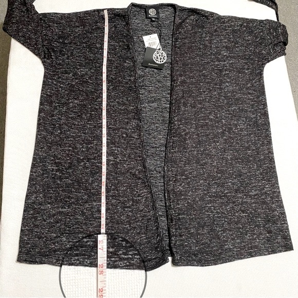 Bobeau Marled Hacci Open Cardigan Raven Black Mix Size L - Picture 11 of 12